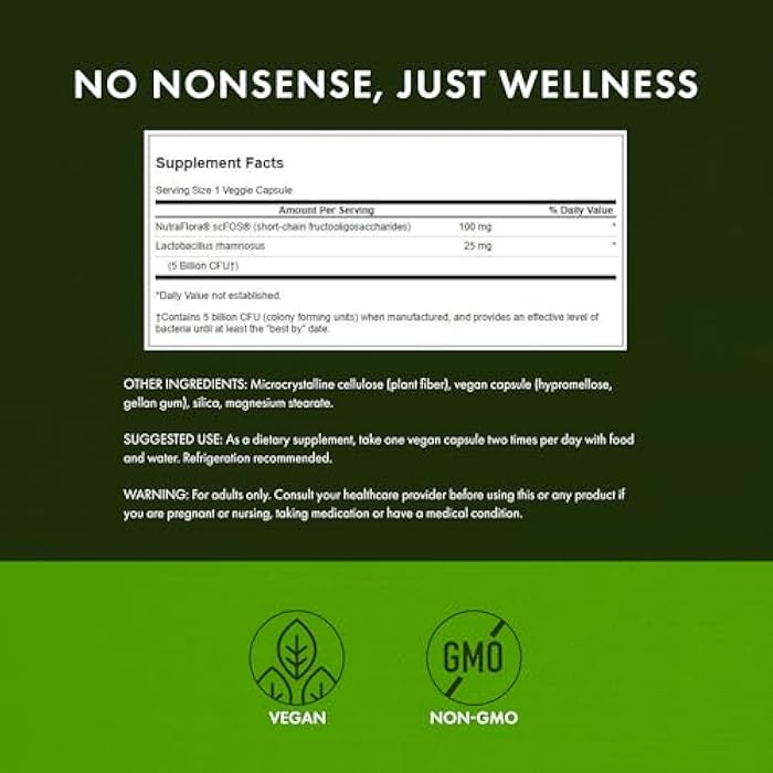 Swanson Lactobacillus Rhamnosus with FOS - 5 Billion CFU - Digestive Health Support with Fructooligosaccharides - Probiotic Support for Gastrointestinal Health* - Vegan - 60 Veggie Caps - Image 3