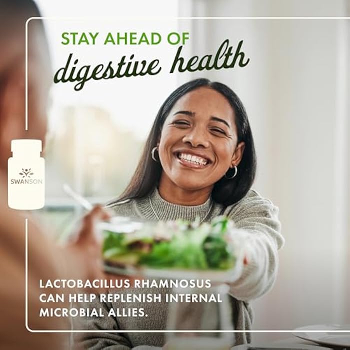 Swanson Lactobacillus Rhamnosus with FOS - 5 Billion CFU - Digestive Health Support with Fructooligosaccharides - Probiotic Support for Gastrointestinal Health* - Vegan - 60 Veggie Caps - Image 2