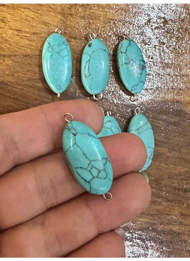 Gönülden Tasarım 6 Pieces Hooked Firuze Turquoise Natural Stone Jewelry Apparatus 3x1 cm  - Image 2
