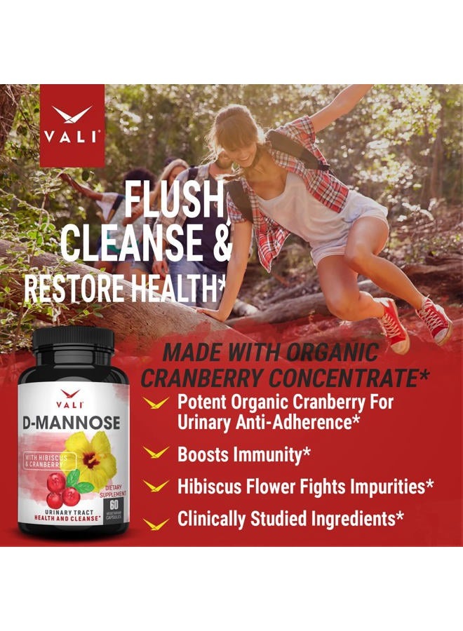 VALI D-Mannose 1000mg Urinary Tract Health Formula. Organic Cranberry Fruit Powder & Hibiscus. Healthy Bladder, Natural Cleanse, Fast Detox Flush, Herbal UT Function Support Pills. 60 Veggie Capsules - Image 5