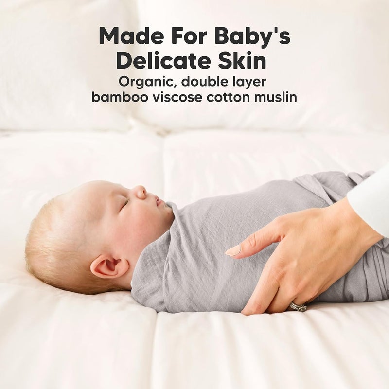 KeaBabies 4-Pack Muslin Swaddle Blankets for Boys, Girls - Organic Baby Swaddles for Newborns, Soft & Breathable Receiving Baby Blankets for Girl, Boy, Neutral, Newborn Essentials Gift (Pine) - Image 4