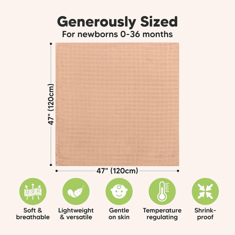 KeaBabies 4-Pack Muslin Swaddle Blankets for Boys, Girls - Organic Baby Swaddles for Newborns, Soft & Breathable Receiving Baby Blankets for Girl, Boy, Neutral, Newborn Essentials Gift (Pine) - Image 3