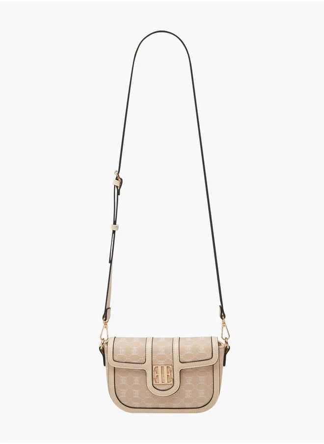 ايل Women Monogram Textured Crossbody Bag with Adjustable Strap