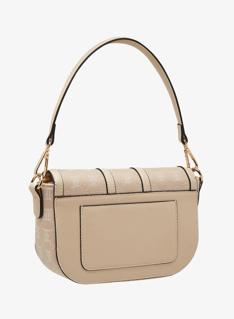 ELLE Women Monogram Textured Crossbody Bag with Adjustable Strap