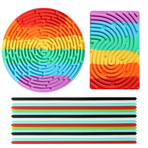 Fpxnb 2 Pack Sensory Fidget Toy Silicone Sensory Activity Board for Calming Stress Anxiety ADHD Autism for Kids 3 Adults - Image 1