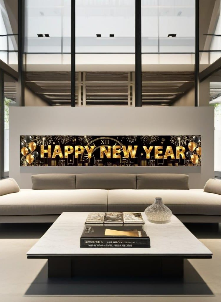 300*50cm 2025 New Year Celebration Poster, Party Supply Banner, Photo Decoration Booth - Image 1