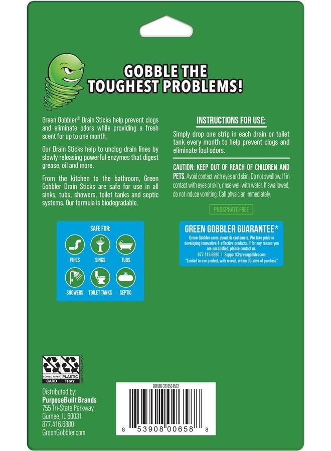 Green Gobbler أعواد تنظيف البالوعات ومزيل الروائح الكريهة برائحة منعشة لخزانات المراحيض والمغاسل ومصارف أحواض الاستحمام ومصارف الغسالات ومطاحن القمامة - 24 قطعة - Image 2