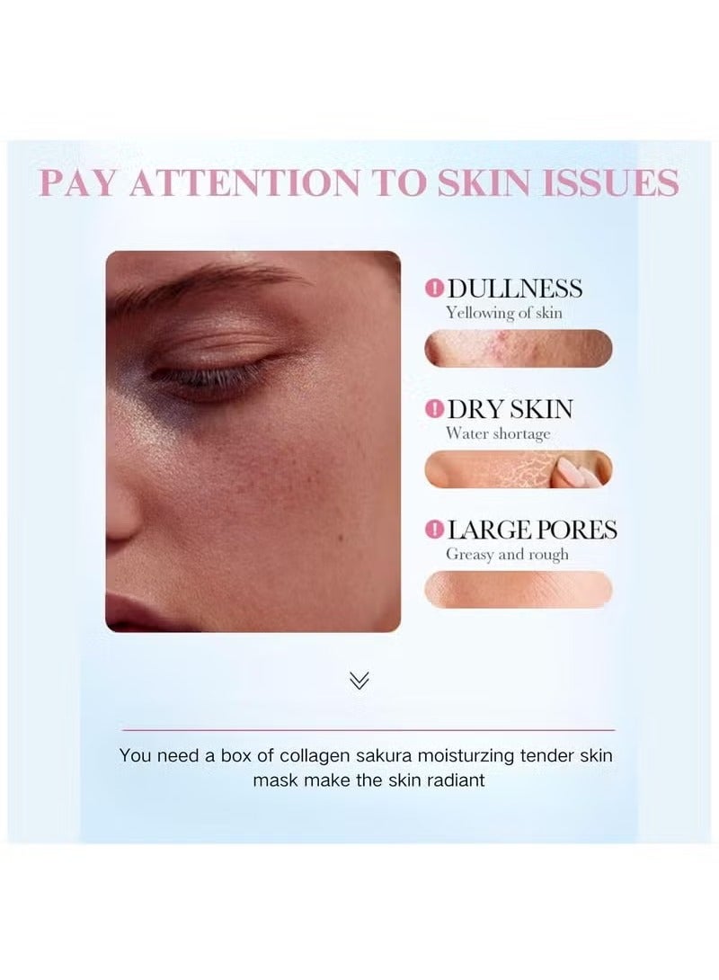 SADOER 10 PCS Sakura Korean Face Masks Skincare, Collagen Face Mask, Moisturize Facial Mask Hydrating Face Mask, Sheet Mask, Skin Repair Face Sheet Mask, Deep Moisturizing & Repairin - Image 4
