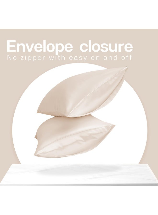 Somerfield Somer Field - Silk Pillowcases For Hair And Skin 2 Pack Standard Size with Envelope Closure (2 Pcs Pillowcases (50 x 75 cm) (Beige) - Image 3