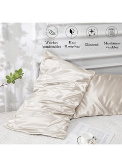 Somerfield Somer Field - Silk Pillowcases For Hair And Skin 2 Pack Standard Size with Envelope Closure (2 Pcs Pillowcases (50 x 75 cm) (Beige)  - Image 4