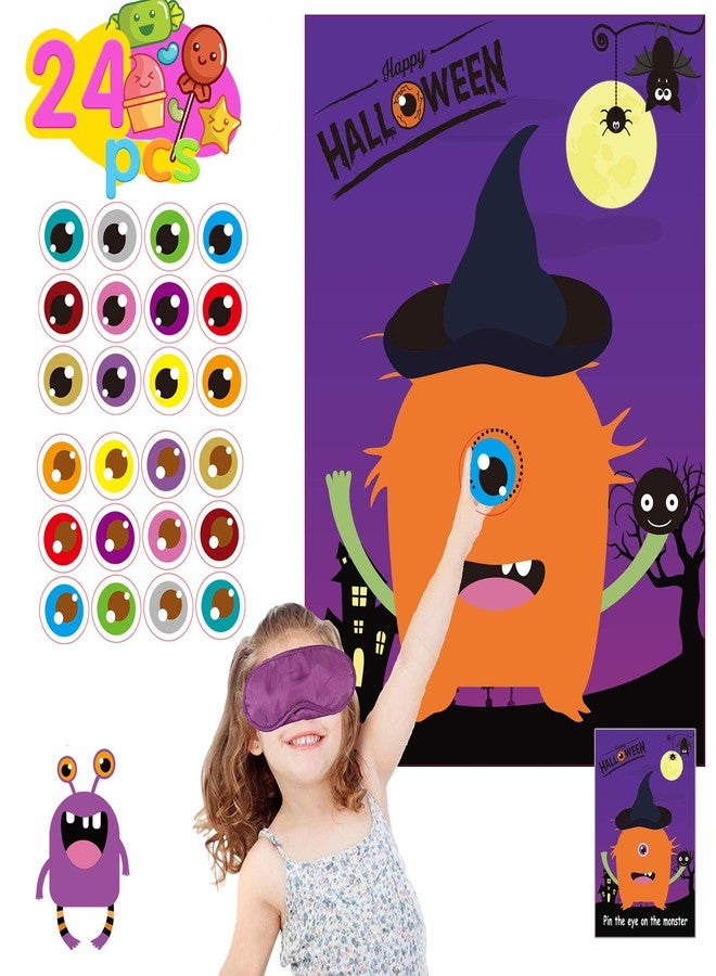 Funnlot Halloween Games for Kids Party Halloween Party Games for Kids Pin The Eye on The Monster Game Halloween Party Games Activities Halloween Pin The Tail (Pin The Eye on The Monster) - Image 1