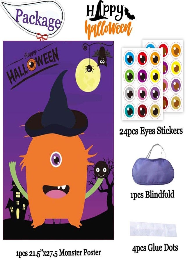 Funnlot Halloween Games for Kids Party Halloween Party Games for Kids Pin The Eye on The Monster Game Halloween Party Games Activities Halloween Pin The Tail (Pin The Eye on The Monster) - Image 3