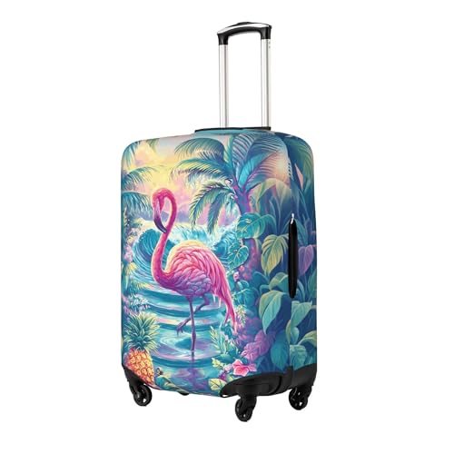 Worltoldb Tropical Flamingo Travel Luggage Cover Polyester Suitcase Protector Washable Baggage Covers Fits 18-21 Inch - Image 2