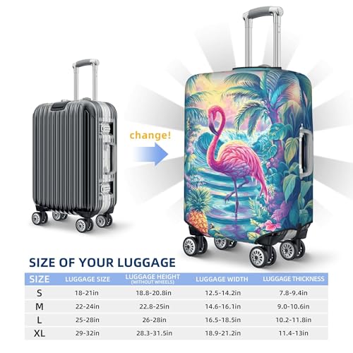 Worltoldb Tropical Flamingo Travel Luggage Cover Polyester Suitcase Protector Washable Baggage Covers Fits 18-21 Inch - Image 4