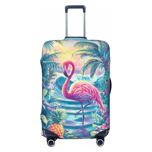 Worltoldb Tropical Flamingo Travel Luggage Cover Polyester Suitcase Protector Washable Baggage Covers Fits 18-21 Inch - Image 1