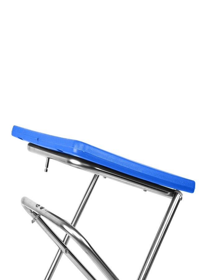 NEOSAFE Premium Folding Stainless Steel Shower Bathing Room Mobile Commode Stool Indian Toilet Seat for Elderly Disabled man and Pregant Women Support Safe Chair Anti Slip (Front Open - Stool, Blue) - Image 2