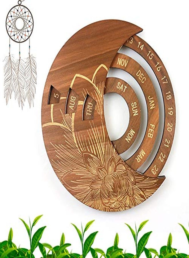 poceton Wooden Hanging Perpetual Calendar,2026 Creative Chic Vintage Wooden Hanging Calendar, Adjustable Family Birthday Reminder Calendar Sign Board,for Home Office School (Brown) - Image 1