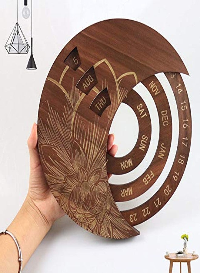 poceton Wooden Hanging Perpetual Calendar,2026 Creative Chic Vintage Wooden Hanging Calendar, Adjustable Family Birthday Reminder Calendar Sign Board,for Home Office School (Brown) - Image 3