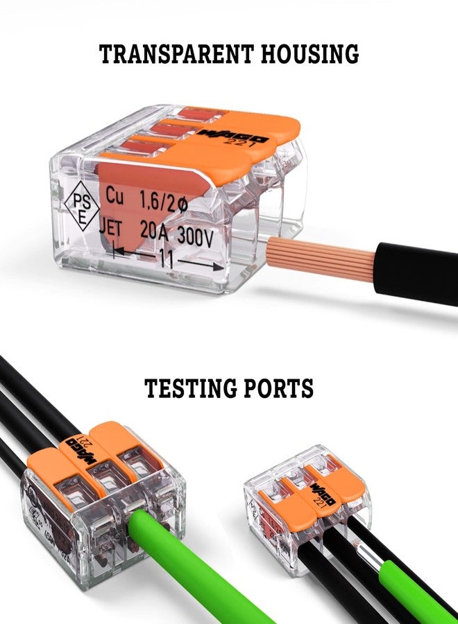 واجو WAGO 221-413 LEVER-NUTS® - موصلات توصيل مدمجة ثلاثية الموصلات (عبوة من 50 قطعة) - Image 5