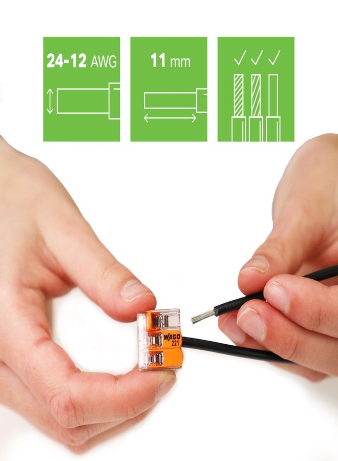 واجو WAGO 221-413 LEVER-NUTS® - موصلات توصيل مدمجة ثلاثية الموصلات (عبوة من 50 قطعة) - Image 2