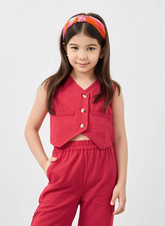 ستايلي Styli Button Front Waistcoat and Pants Set