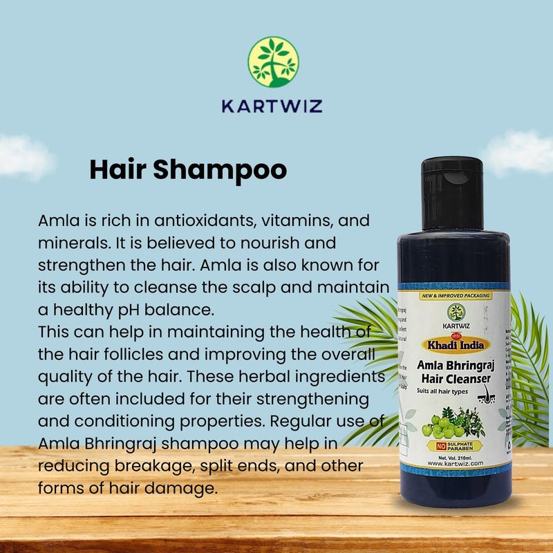 Khadi Natural Herbal Khadi Natural Herbal Amla Bhringraj Shampoo For Men And Women Pack Of 4 - Image 4