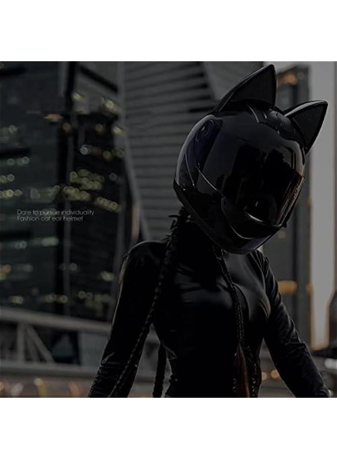 Arabest DOT Approved Cat Ears Motorcycle Street Helmets Breathable Cool Girl Men Women Couple Helmet Street Moto Full Face Helmet with Visor, Adult Flip Up Visors Motocross Helmet, All Seasons  - Image 2