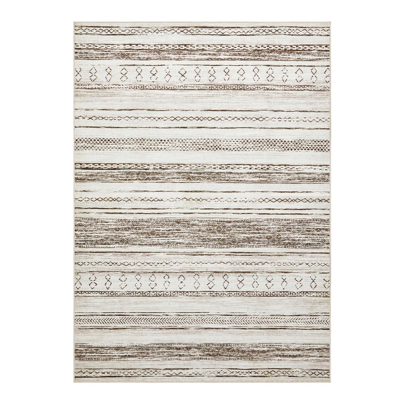 Tortania Area Rug Living Room Rugs - 5x7 Washable Large Soft Neutral Boho Moroccan Bohemian Farmhouse Rug Indoor Floor Carpet for Bedroom Under Dining Table Home Office Decor - Cream Brown - Image 5