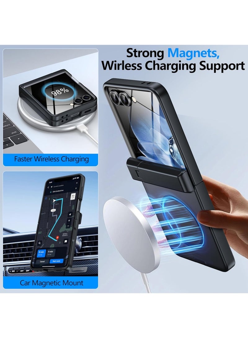X-level for Samsung Galaxy Z Flip 7 Case Fit for Magsafe [Hinge Protection＆ Kickstand][Built-in Screen Protector] [Translucent Matte] Shockproof Full Body Phone Case for Z Flip 7,Black - Image 5