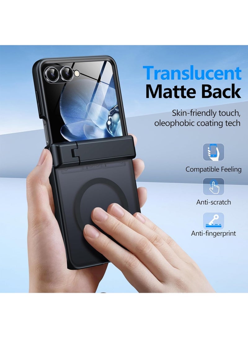 X-level for Samsung Galaxy Z Flip 7 Case Fit for Magsafe [Hinge Protection＆ Kickstand][Built-in Screen Protector] [Translucent Matte] Shockproof Full Body Phone Case for Z Flip 7,Black - Image 3