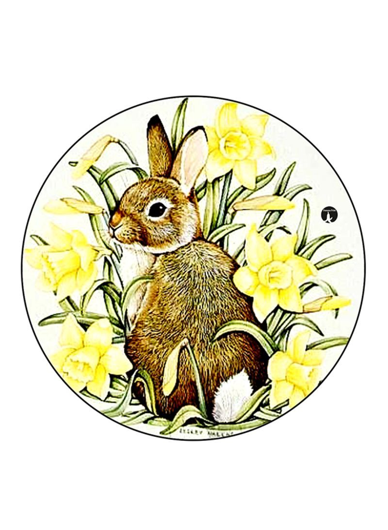 Rabbit Printed Mouse Pad Round  Multicolour
