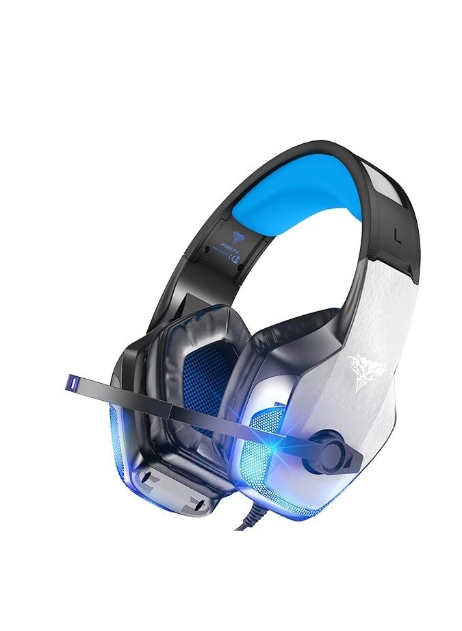 Gaming Headset for Xbox One, PS4, PC, Controller, Noise Cancelling Over Ear Headphones with Mic, LED Light Bass Surround Soft Memory Earmuffs for PS2 Mac - Image 1