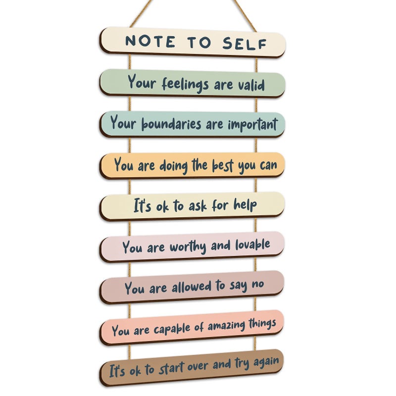 Yookeer Mental Health Reminders Wall Art Decors Positive Psychology Affirmations Therapy Office Decor School Counselor Office Decor Wooden Hanging Wall Pediments Inspirational GiftsPastel Color