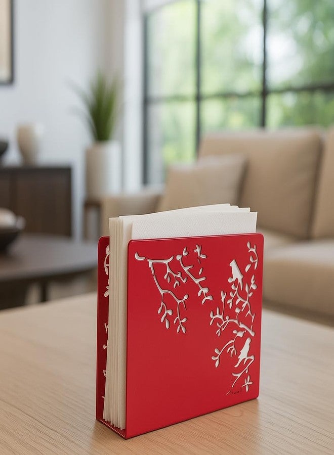 Mango Steam Tabletop Napkin/Tissue & Letter Holder for Home, Kitchen, Restaurants (Songbird, Red) - Image 1