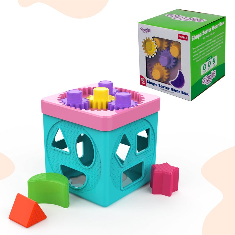 Giggles Funskool Shape Sorter Gear Box, Spin, Match & Learn with 4 Gears & 9 Multicolour Shapes, Fun Activity & Development, Educational Toy for Kids, Gift Set for Toddlers, Age 18+ Months - Image 5