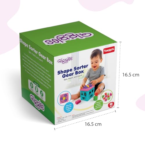 Giggles Funskool Shape Sorter Gear Box, Spin, Match & Learn with 4 Gears & 9 Multicolour Shapes, Fun Activity & Development, Educational Toy for Kids, Gift Set for Toddlers, Age 18+ Months - Image 3