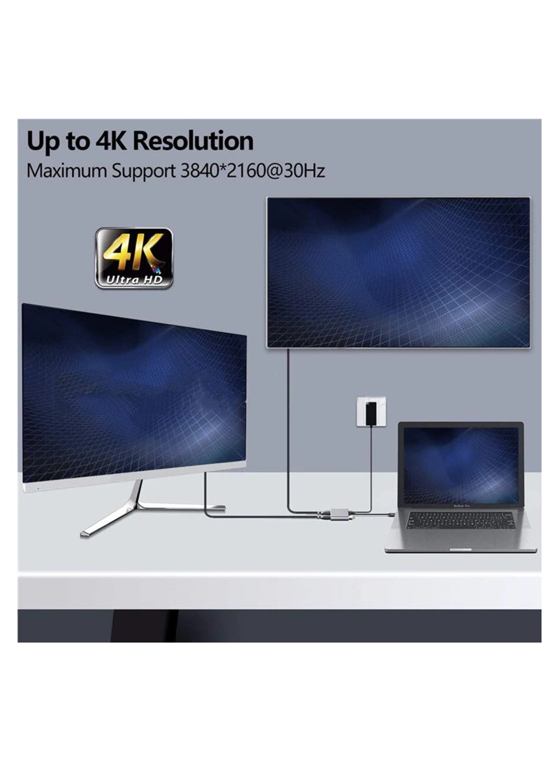 4-in-1 USB-C Hub with Dual HDMI Adapter, 4K@30Hz Output, USB 3.0, and PD Charging - Dual HD Display Docking Station for Windows and MacOS. - Image 5