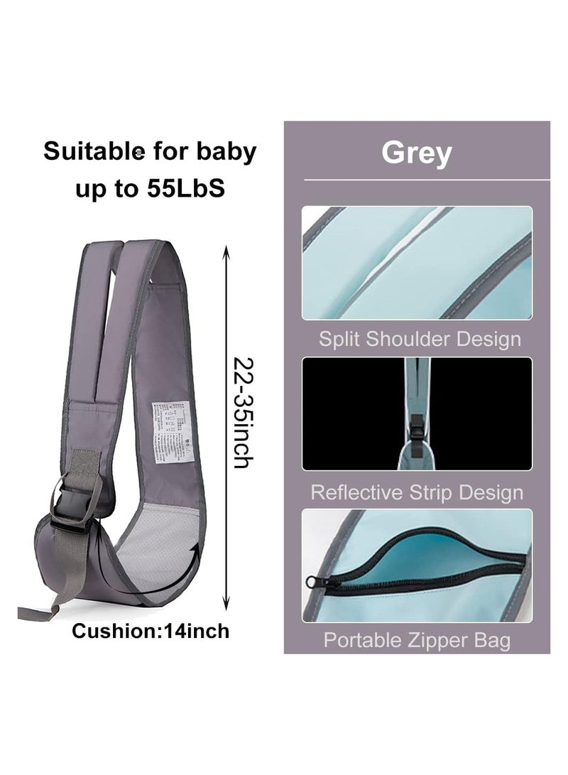 SOLARAE Soft Baby Carrier, Toddler Sling with Adjustable Comfortable Shoulder Straps, Portable Breathable Ergonomic Baby Sling for Newborn, Infant, Toddler (Grey) - Image 5
