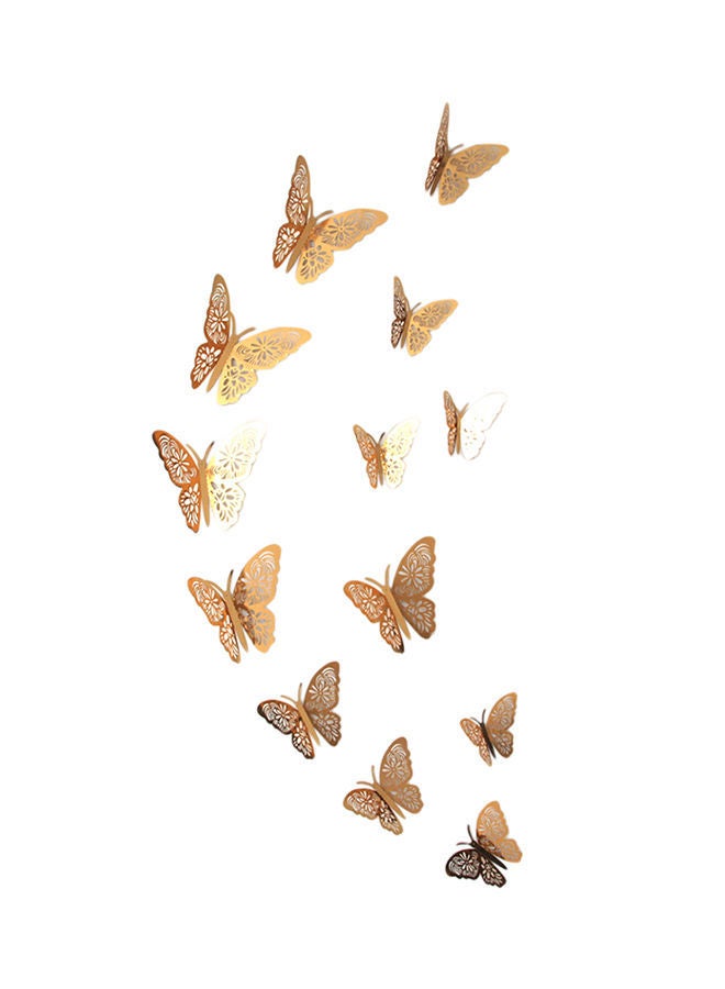 Y&D 12-Piece Hollow-Out 3D Butterfly Wall Decal With Glue Gold  - Image 1
