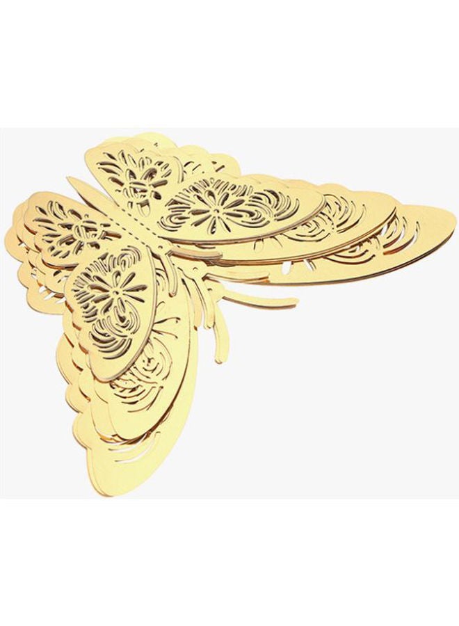 Y&D 12-Piece Hollow-Out 3D Butterfly Wall Decal With Glue Gold  - Image 2