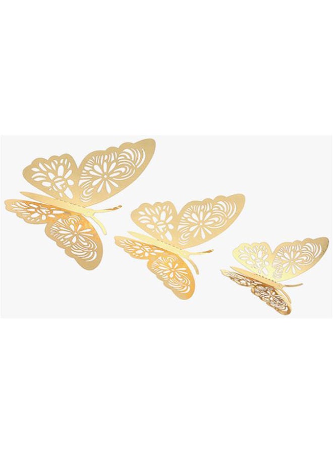 Y&D 12-Piece Hollow-Out 3D Butterfly Wall Decal With Glue Gold  - Image 3