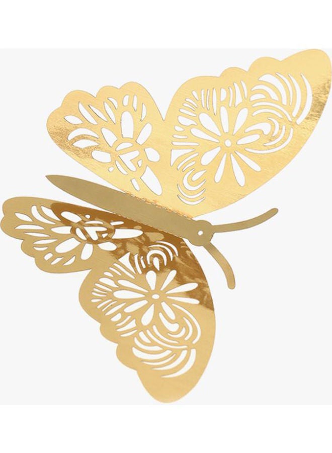 Y&D 12-Piece Hollow-Out 3D Butterfly Wall Decal With Glue Gold  - Image 4