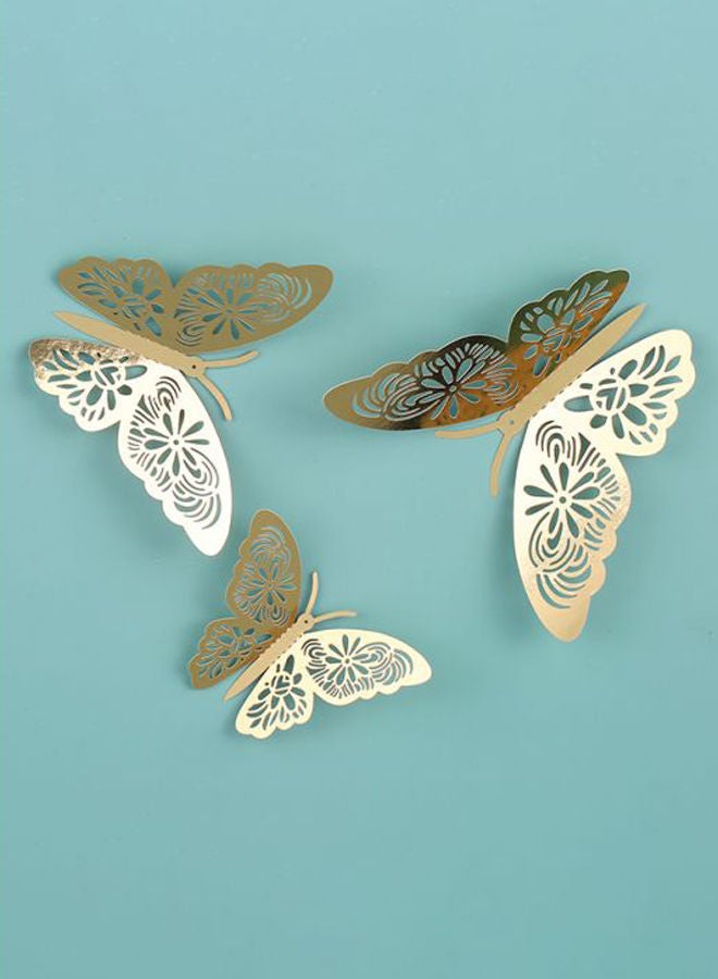 Y&D 12-Piece Hollow-Out 3D Butterfly Wall Decal With Glue Gold  - Image 5