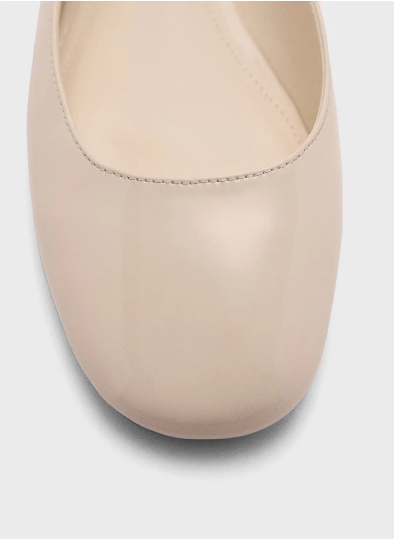 مانجو Patent Leather-Effect Ballet Flats