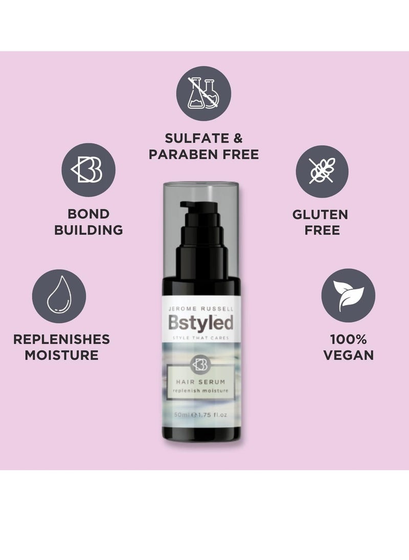Jerome Russell BStyled Hair Serum Protect and Moisturise Hair Enriched with Marula Oil UV Filters and Bond Building Technology Vegan Friendly Hair Care 50ml  - Image 2