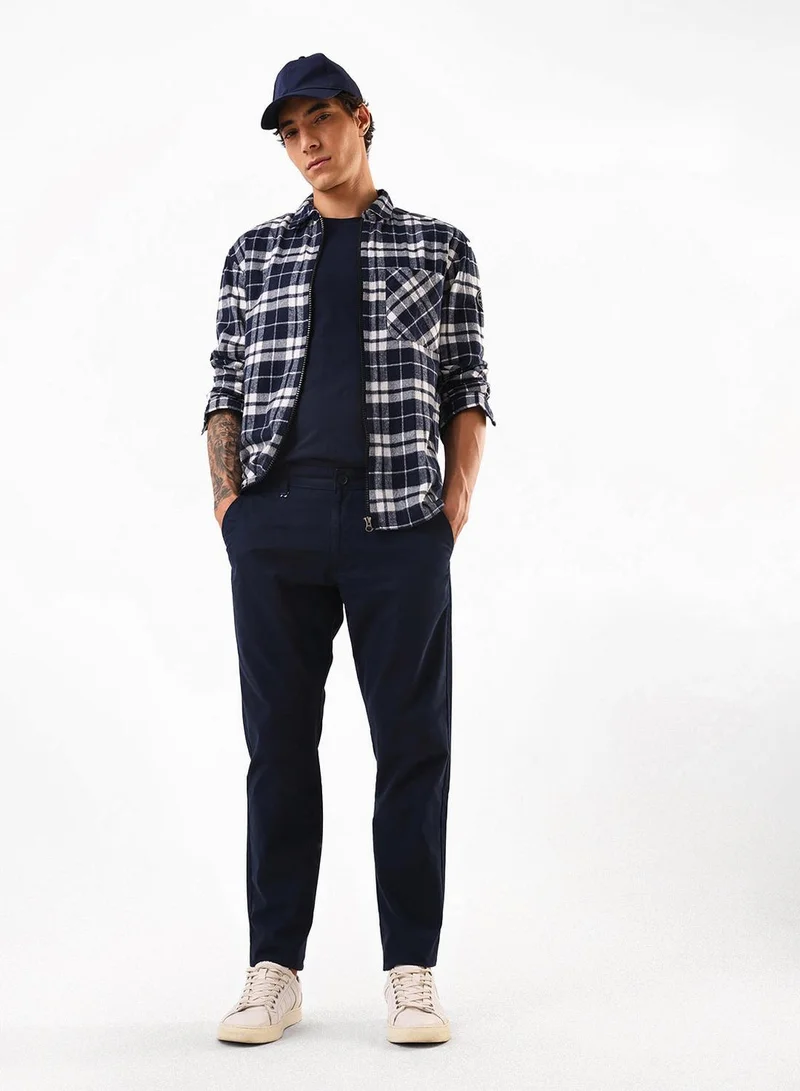 Dennis Lingo Men's Navy 100% Cotton Full Chinos Slim Fit Trouser