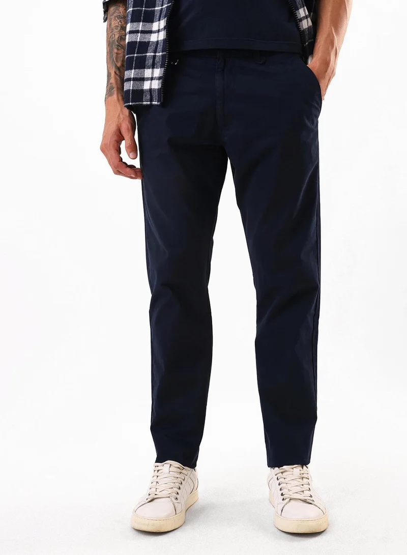 Dennis Lingo Men's Navy 100% Cotton Full Chinos Slim Fit Trouser