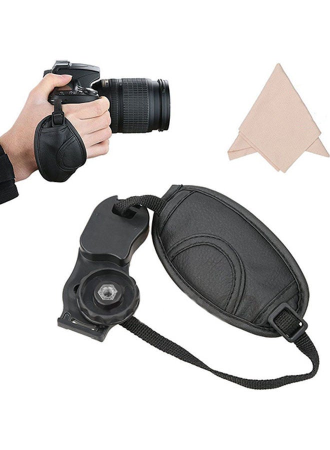 NIBEMINENT Soft Faux Leather Hand Grip Wrist Strap Black  - Image 1