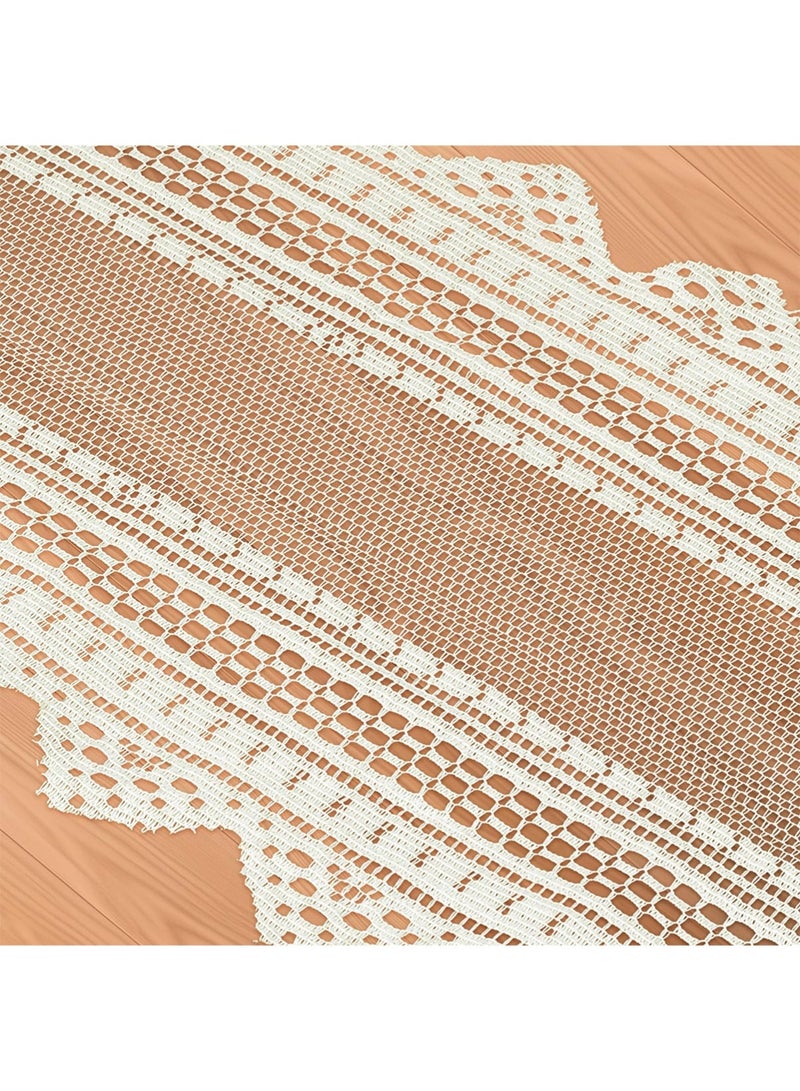 YOONISPRO Cotton Lace Table Runner 114×33cm – Handmade-Style Crochet Decorative Table Cover, Elegant Lace Decor for Dining Table, Coffee Table & Dresser - Image 4
