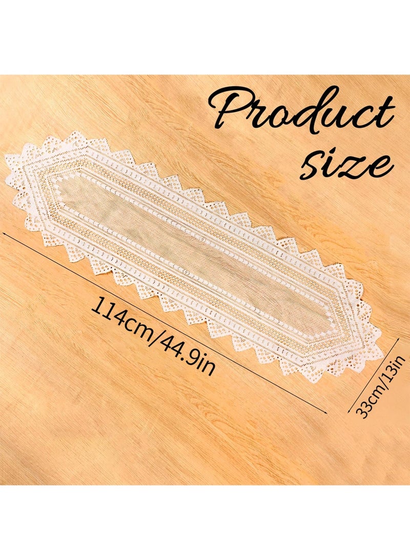 YOONISPRO Cotton Lace Table Runner 114×33cm – Handmade-Style Crochet Decorative Table Cover, Elegant Lace Decor for Dining Table, Coffee Table & Dresser - Image 3